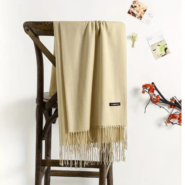 plain  pashmina shawl soft women scarf lady shawl autumn winter female hijab - Image 5