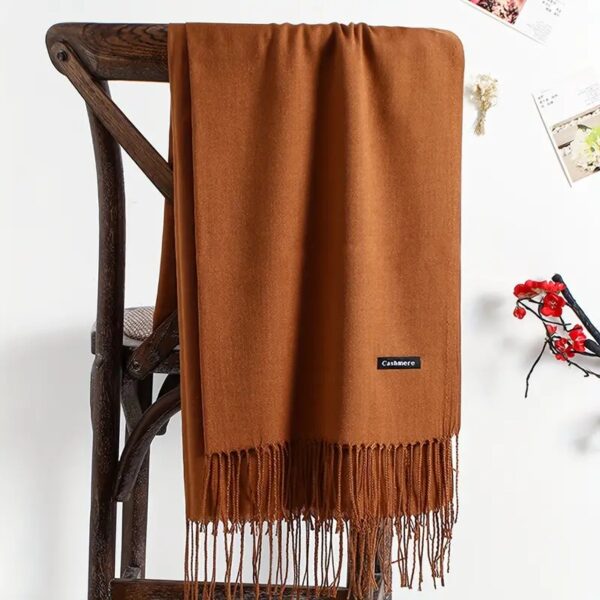 plain  pashmina shawl soft women scarf lady shawl autumn winter female hijab - Image 6