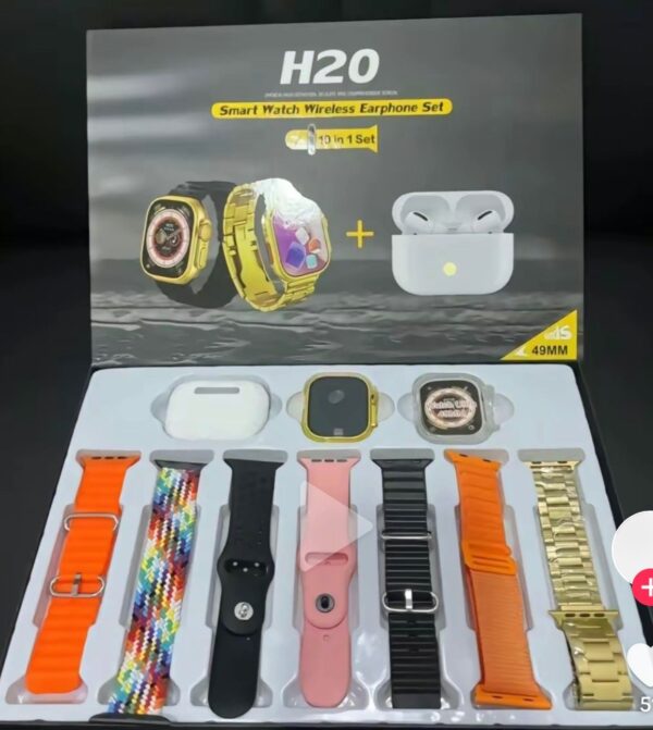 long battery h20 ultra smartwatch 10 in 1 + free airpods - Image 7