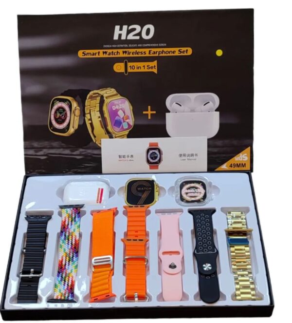 long battery h20 ultra smartwatch 10 in 1 + free airpods - Image 8