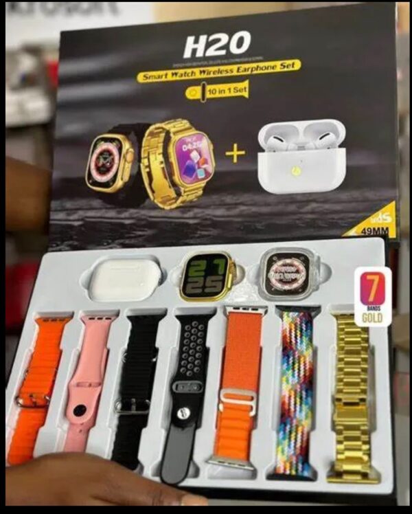 long battery h20 ultra smartwatch 10 in 1 + free airpods - Image 9