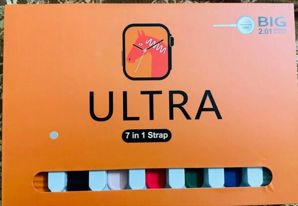 with out metal strip ultra smart watch ultra 7 in 1 (random color) - Image 2