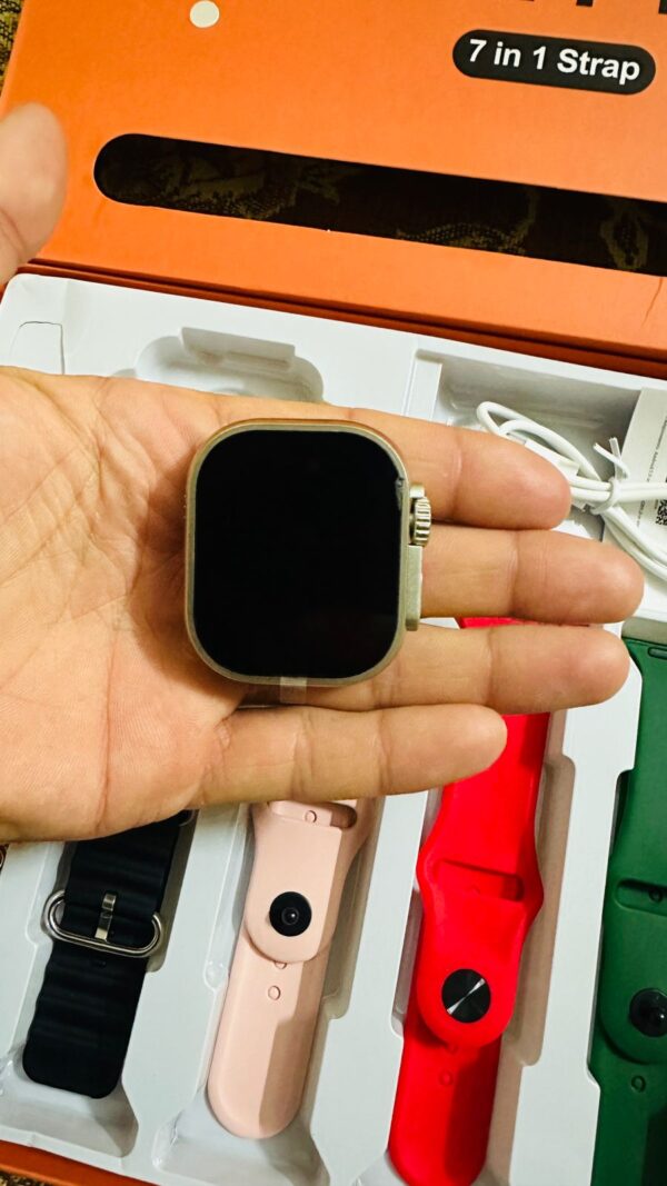 with out metal strip ultra smart watch ultra 7 in 1 (random color) - Image 7