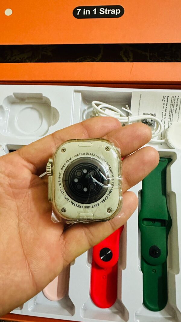 with out metal strip ultra smart watch ultra 7 in 1 (random color) - Image 6