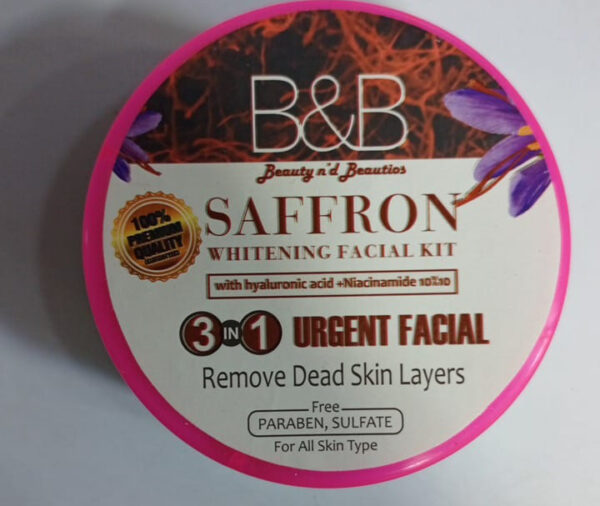 b and b saffron whitening facial kit 3 in 1 - urgent facial & dead skin removal