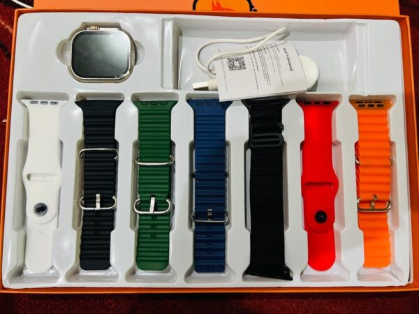( rubber strap) 7 in 1 ultra smart watch series 8 wireless charging with rubber strap (random color) - Image 6