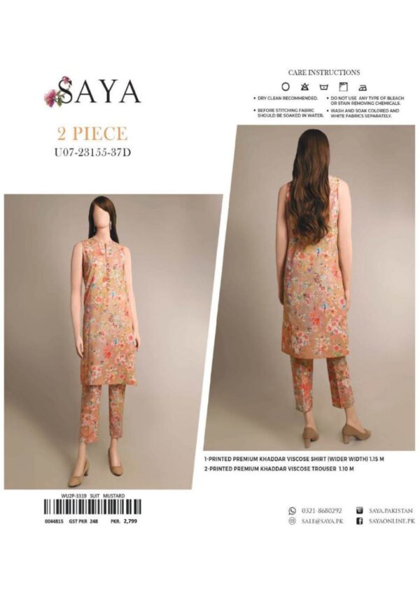 saya 2pcs unstitch khaddar collection shirt & trouser (37d)