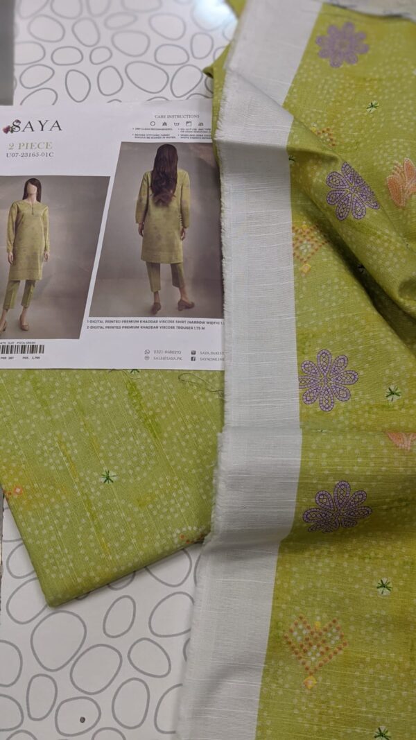 saya 2pcs unstitch khaddar collection shirt & trouser (01c) - Image 2