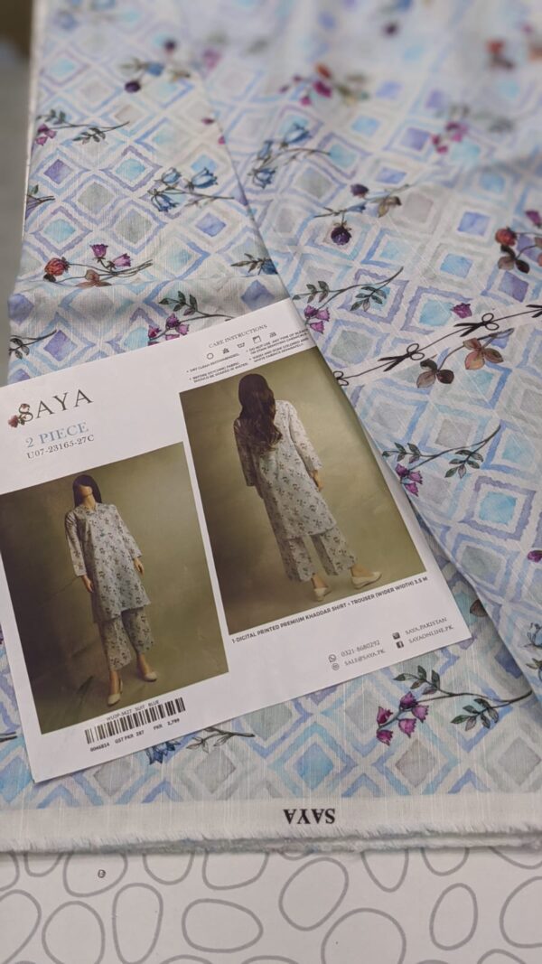 saya 2pcs unstitch khaddar collection shirt & trouser (27c) - Image 2