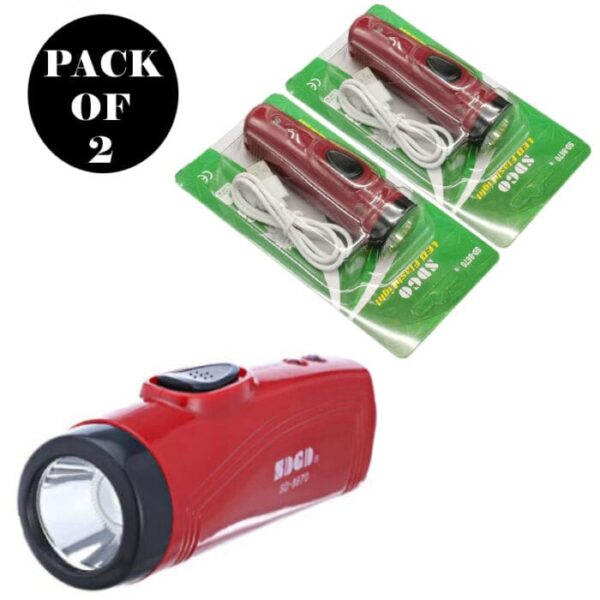 pack of 2  portable super bright usb rechargeable multifunction flashlights sd-8670