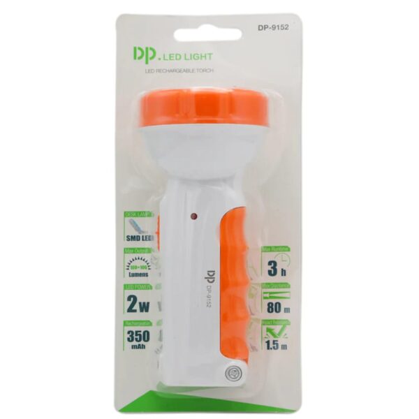 dp led flashlight  rechargeable torch  model: dp-9152 (random color ) - Image 2