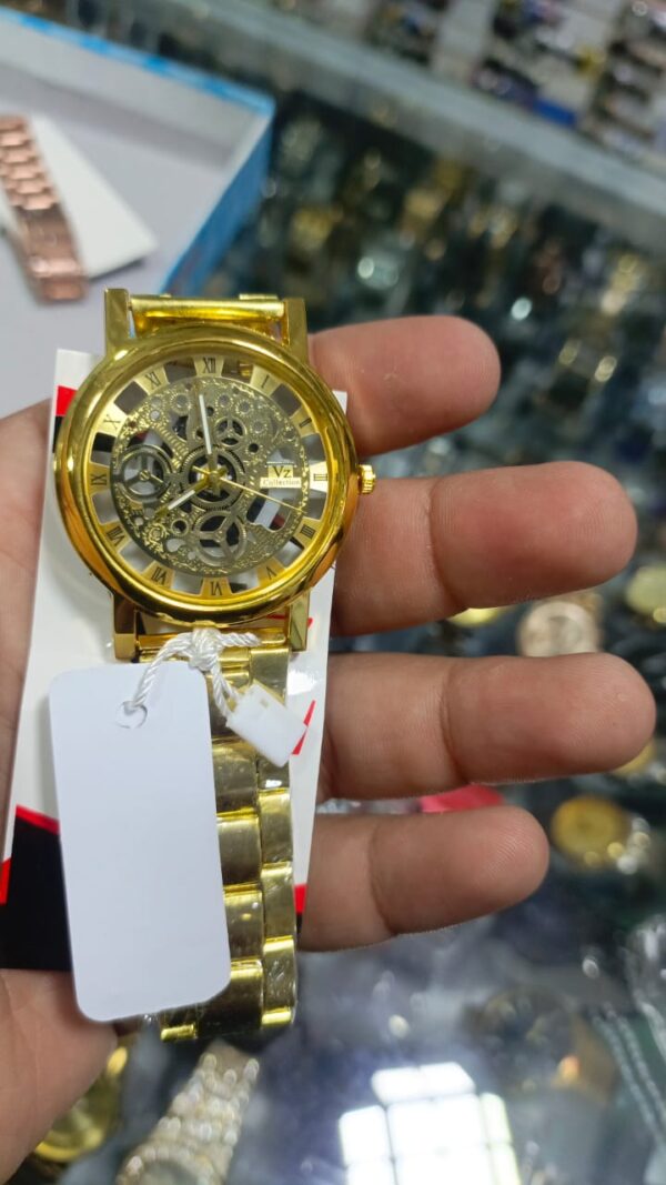 luxury stainless steel band casual skeleton watch for men - Image 6