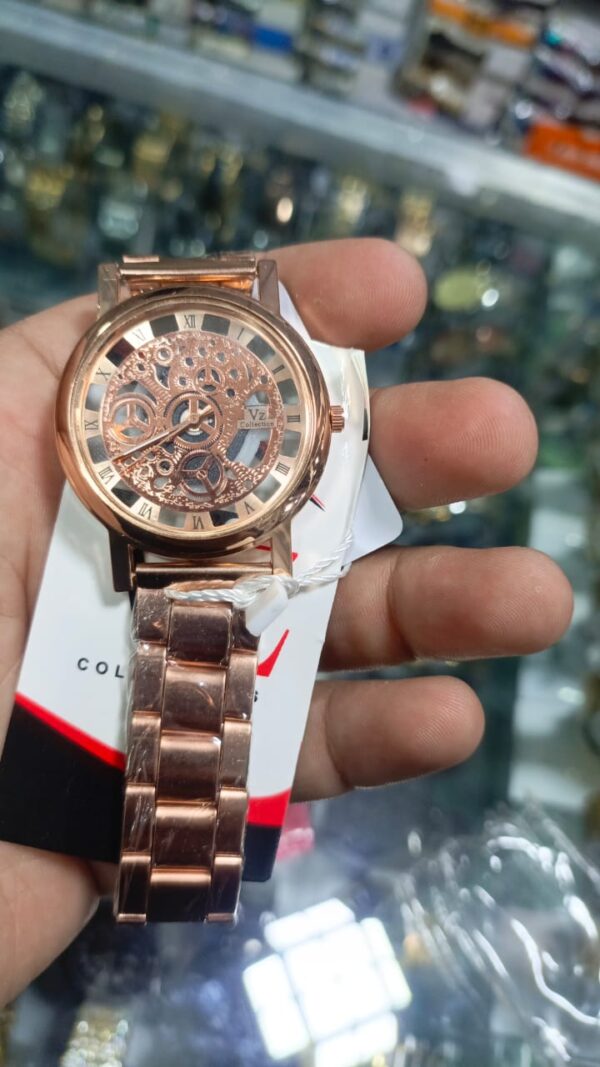luxury stainless steel band casual skeleton watch for men - Image 7