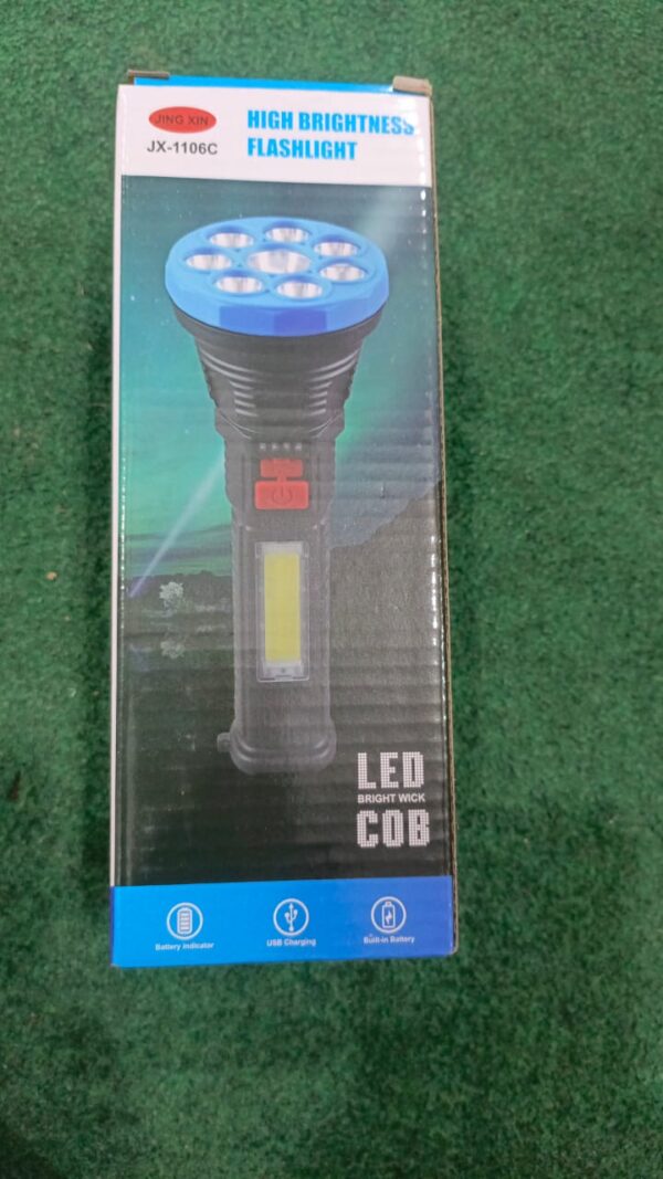 jx-1106c high brightness flashlight usb charging w/ cord portable lamp (random color) - Image 4