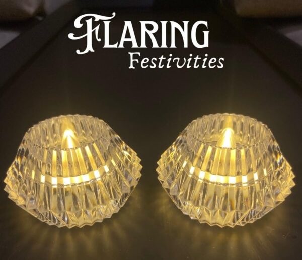 smokeless & flameless led tealight acrylic decorative tea light candles for home decor, gifting, birthday, festival decoration (crystal diamond diya candle, pack of 1) (cell operated)