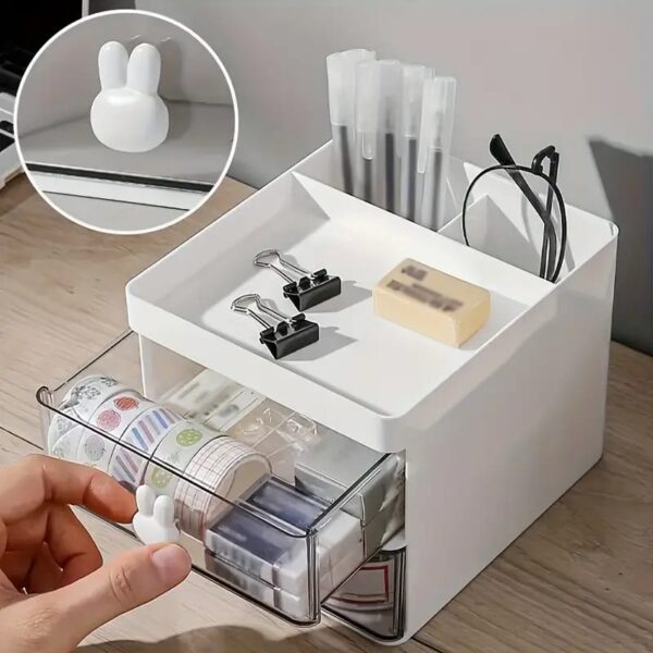 rabbit handle clear desk organizer- perfect for pen ,makeup and jewellery etc - Image 5