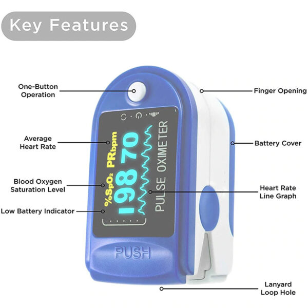 decdeal oled display fingertip oximeter b-lood oxygen pulse rate monitor portable family travel oximeter - Image 3