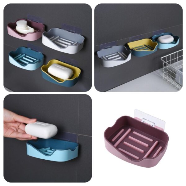wall mounted soap dish holder for bathroom | wall mounted soap bar, holder rack for shower wall, kitchen, bathroom (random color) - Image 2