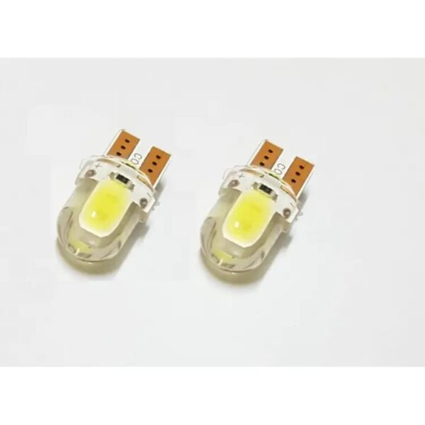 pack of 2  t10 cob led bulbs silicone parking led. 12v dc. color white