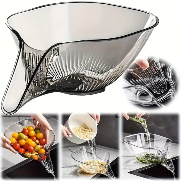 multi-functional drain basket bowl with strainer container, kitchen sink food catcher drainer fruit rinser vegetable washing filter bowl over the sink colander - Image 2