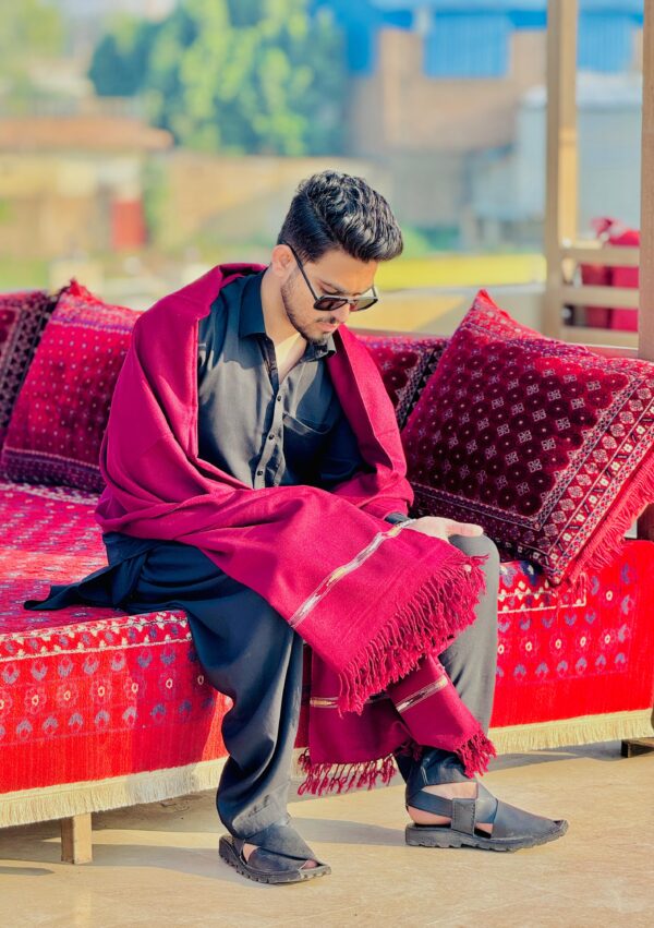 as premium handmade shawls / high quality traditional wool shawl for men - Image 3