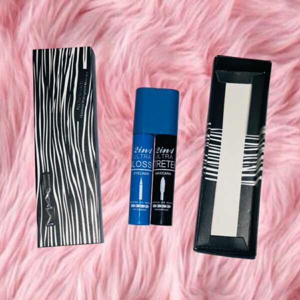 2 in 1 waterproof eye lashes mascara and eyeliner with more volume, deep black, creamy texture - Image 3