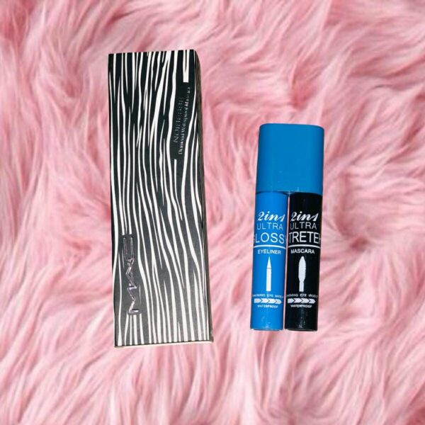2 in 1 waterproof eye lashes mascara and eyeliner with more volume, deep black, creamy texture - Image 2