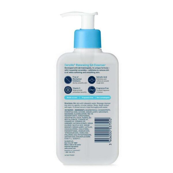 cerave renewing sa facial cleanser for skin smoothness, refines skin texture, deeply nourishing - Image 3