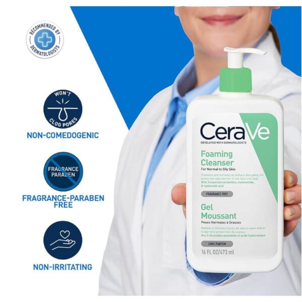 cerave smooth texture foaming cleanser for all skin type - 236ml - Image 2