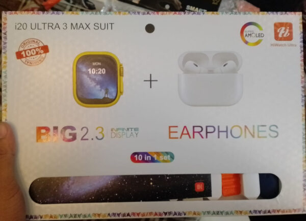 i20 ultra max suit (10 in 1 set)  smart watch 7 straps with airpods  for men and women - Image 3