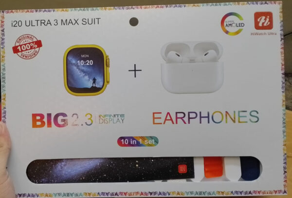 i20 ultra max suit (10 in 1 set)  smart watch 7 straps with airpods  for men and women - Image 4