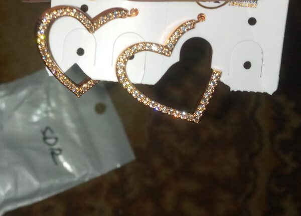 golden heart shape elegant zircon earrings  material alloy for girls - Image 2