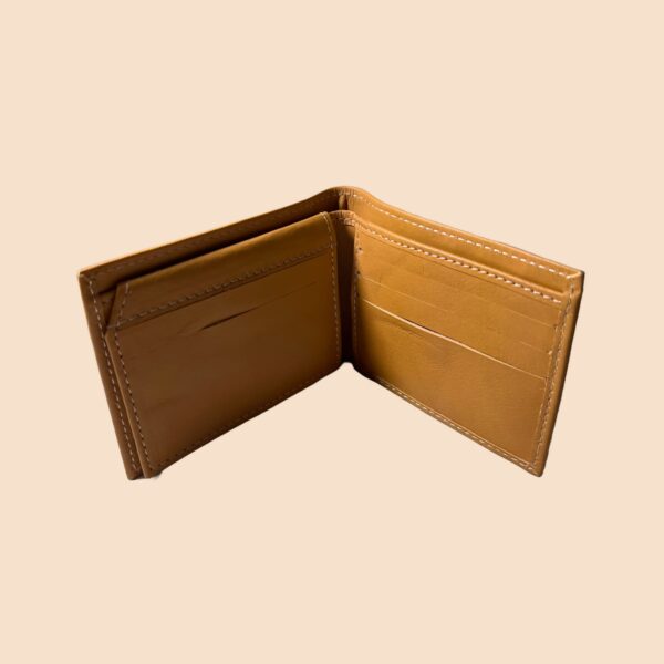 buffalo leather  plain wallet men short wallet purse small vintage wallets card holder ( camel color ) - Image 3