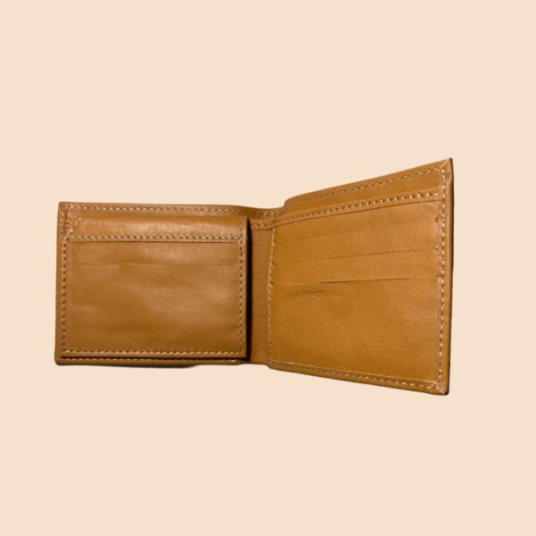 buffalo leather  plain wallet men short wallet purse small vintage wallets card holder ( camel color ) - Image 2