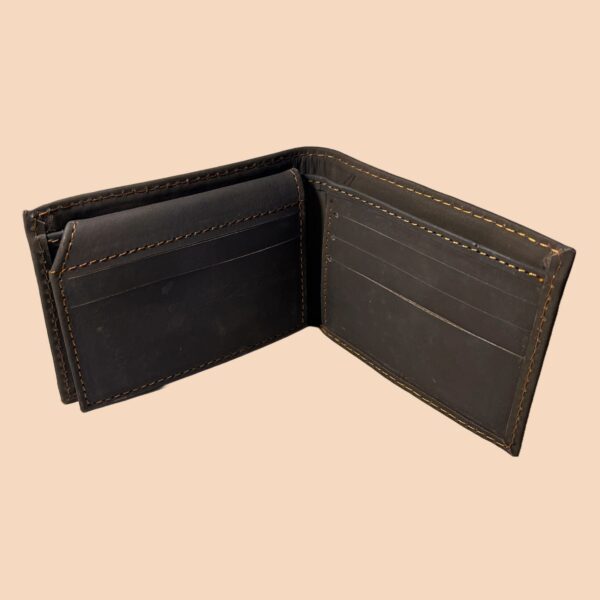 cow leather plain men short wallet purse small vintage wallets card holder (brown) - Image 3