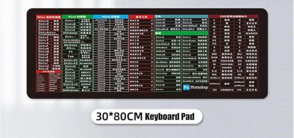 shortcut keyboard mat (30*80cm) office software shortcuts pattern, extended computer mouse pad desk mat for gamer, office, home - Image 3