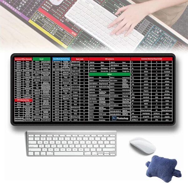 shortcut keyboard mat (30*80cm) office software shortcuts pattern, extended computer mouse pad desk mat for gamer, office, home - Image 9