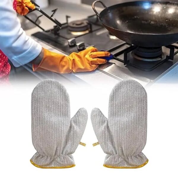 multipurpose wire dishwashing gloves | dishwashing rags for wet and dry, steel wire miracle cleaning cloth with glove shape