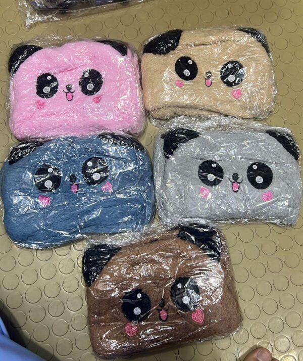 kids winter panda cap wool cap with neck warmer attached.  kids wool cap cartoon panda baby(random color) - Image 7