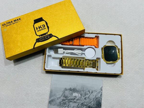 hk9 ultra smart watch with metal golden strip - Image 2