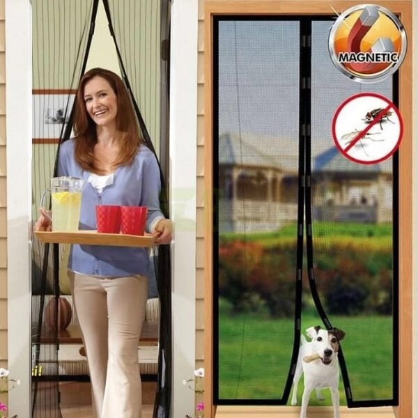 magic mesh deluxe- hands free magnetic screen door, mesh curtain keeps bugs out