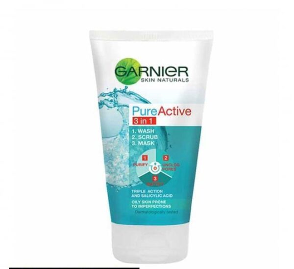 3 in 1 garnier skin natural pure active wash + scrub + mask 100ml - Image 3