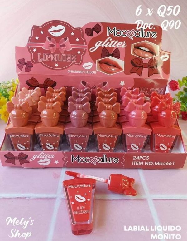 pack of 6  mocallure  bow style cute lipgloss high pigment lipgloss (random color) - Image 5