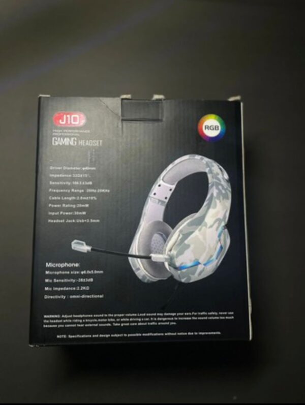 j10 gaming headphones gaming headset ultra flexible led stereo surround headphone white color - Image 8