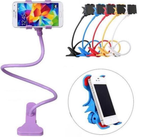 mobile phone stand holder flexible and power full grip - 360 degree rotating mobile stand bedside able lazy snake mobile phone holder(random color)