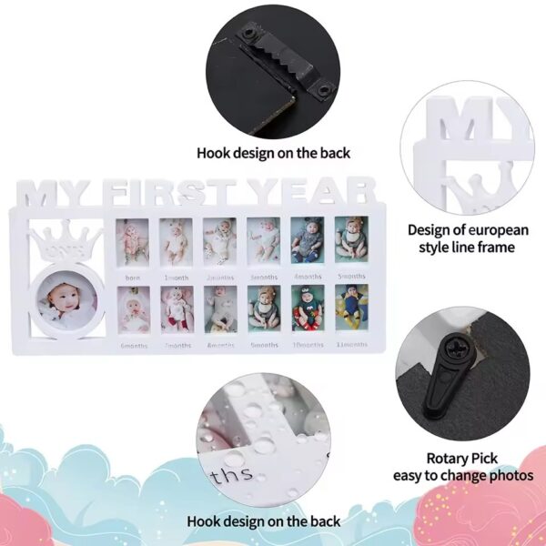 newborn baby photo frame baby pictures plastic frame for 12 months monthly milestone photo frame my first year picture frame for baby newborn - Image 4