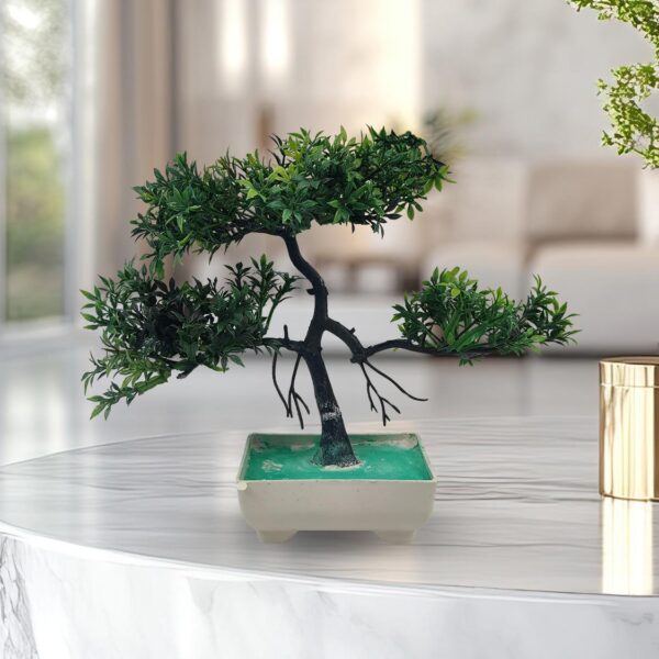 pack of 3 bonsai trees, ( green, yellow, orange ) room decor bonsai tree for home bedroom farmhouse office desk decor, artificial bonsai trees | fake pot | best artificial pot - Image 5