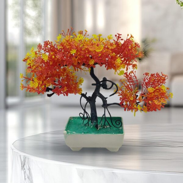 orange artificial bonsai tree ( 1 piece )–    bonsai tree room decor for home, office & bedroom | best artificial pot - Image 3