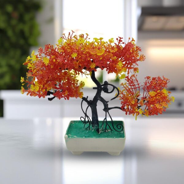 orange artificial bonsai tree ( 1 piece )–    bonsai tree room decor for home, office & bedroom | best artificial pot
