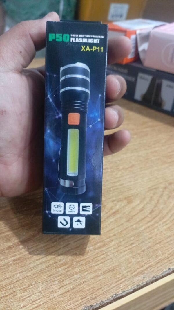 p50 super light rechargeable flashlight - super bright led light - zoomable rechargeable torch 3 mode - Image 4